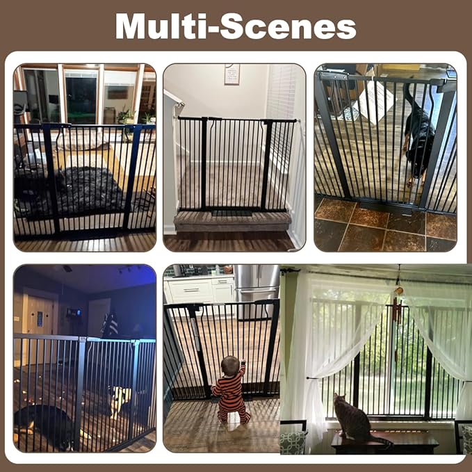 40.55" Extra Tall Baby Gate for Doorways, 54.8-57.4 in Wide Dog Gate Indoor, Walk Through Tall Pet Gates No Drilling, Pressure Mounted Child Safety Gate with Door for House Doggie, Black
