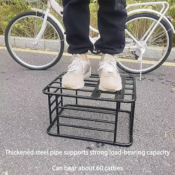 Rear Bike Basket for Dogs – Motorcycle/E-Bike Pet Carrier Crate, Thick Steel Frame, Washable Cushion, Multiple Mounting Points, Secure Leash Clip