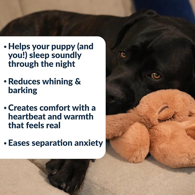 Snuggle Puppy Heartbeat Puppy Toy for Large Breeds, Plush Dog Toy with Real-Feel Pulse and Heat Pack for Crate Time, First Nights, and Rest - Biscuit