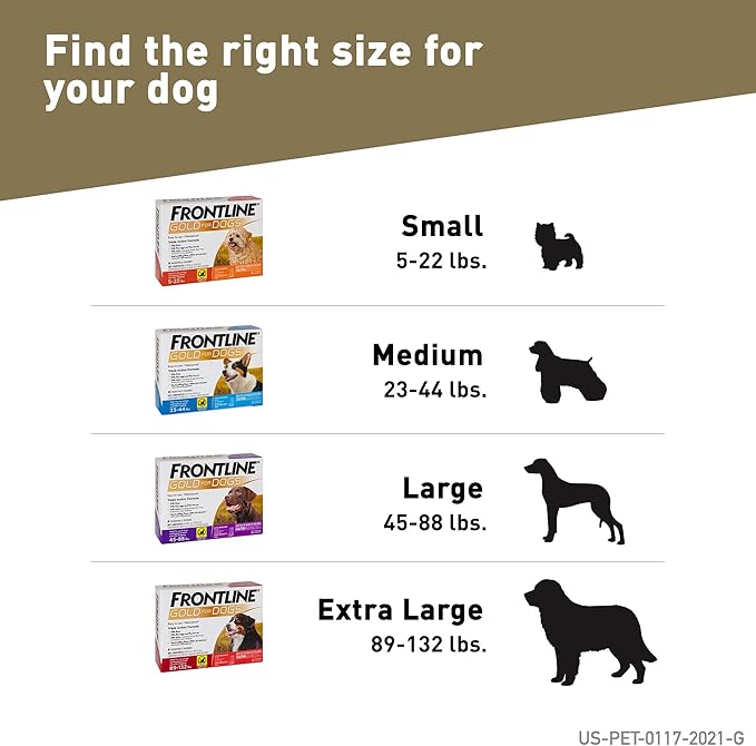 FRONTLINE Gold Flea & Tick Treatment for Medium Dogs Up to 23 to 44 lbs., Pack of 6