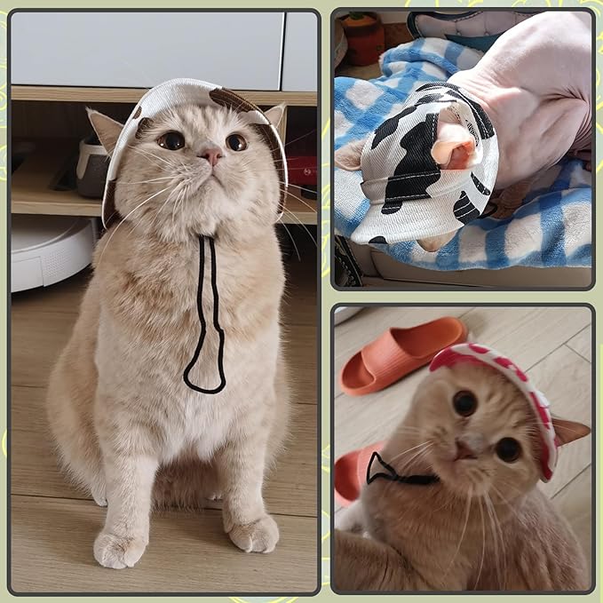 DENTRUN Cat Hats for Cats - Cowboy Hats with Ear Holes, Tiny Pets Birthday Party Costume, Mini Cowboy Sombrero Kitten Chihuahua Beanie Cap Party Decorations