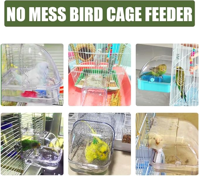 Bird Bath for Cage, Cleaning Pet Supplies Cockatiel Bird Bathtub with Hanging Hooks for Little Bird Parrots Spacious Parakeets Portable Shower for Most Birdcage(Blue)