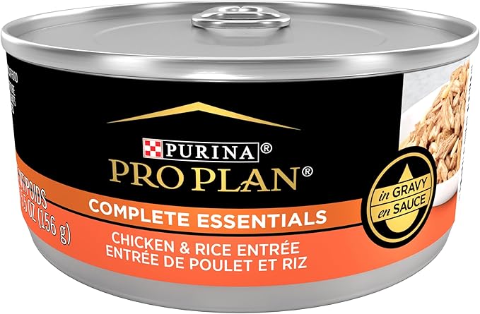 Purina Pro Plan Complete Essentials High Protein Cat Food Wet Gravy,Chicken and Rice Entree - 5.5 Oz. Pull-Top Cans,(Pack of 48)