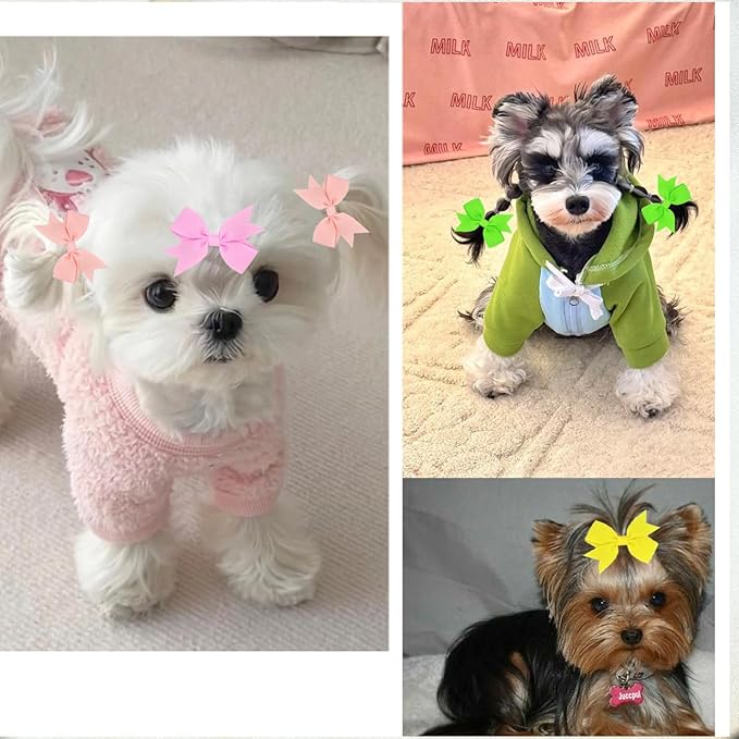 40PCS Dog Hair Bows with Clips 2Inch Girl Small Dog Apparel Accessories for Pet Puppy Cat 20 Color Pairs