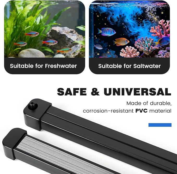 hygger Weighted Nano Mist Bubble Wall Bar, 2-Pack 9.8" Self-Sinking ABS Air Stone Strip with Gentle Oxygen Diffuser for Freshwater & Marine Aquarium, Hydroponics
