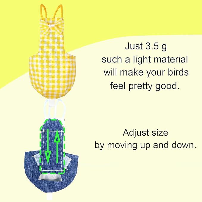 VANFAVORI Bird Diaper Harness Flight Suit Clothes with 80 Inch Flying Leash Rope for Parrots Conure Cockatiel Pet Birds Weight 75-99 Grams，2 Pieces Including Two leashes and Two Cotton Pads