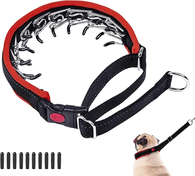 Martingale No Pull Dog Collar, Heavy Duty Nylon With Buckle, Adjustable Anti Pull Reflective Slip for Large Medium Small Dog Training Walking S Red