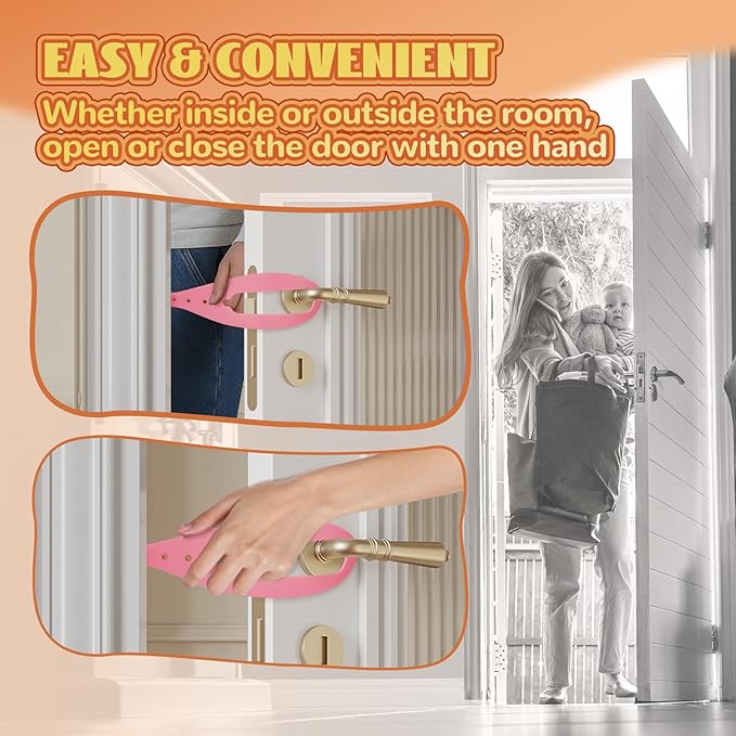 TGIOW Cat Door Latch, 1 Pcs Flex Latch, Cat Door Stopper to Keep Dog Out of Litter Box and Food, 5 Adjustable Size Strap 2.5-6" Wide, No Measuring, Easy to Install, Pink