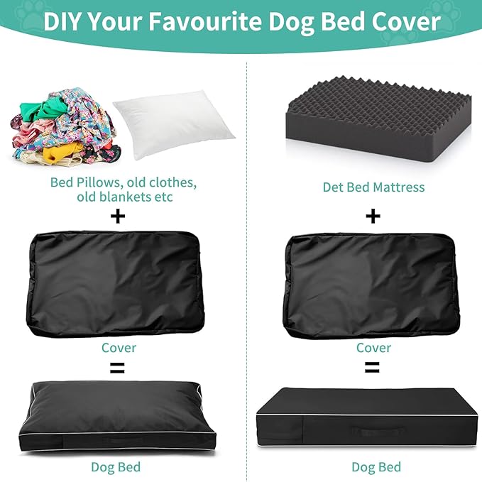 COSHNIBI Dog Bed Covers Replacement Washable,Waterproof Dog Bed Cover with Zip and Carry Handle for Dog/Cat 30''Lx20''Wx3''H-Black