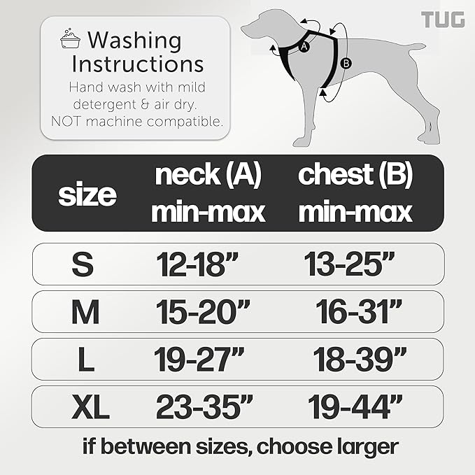 TUG Dog Harness with 2 Leash Connection Points | Adjustable, Padded, Lightweight | Handle on Back | No-Pull Front Clip (Medium, Green)
