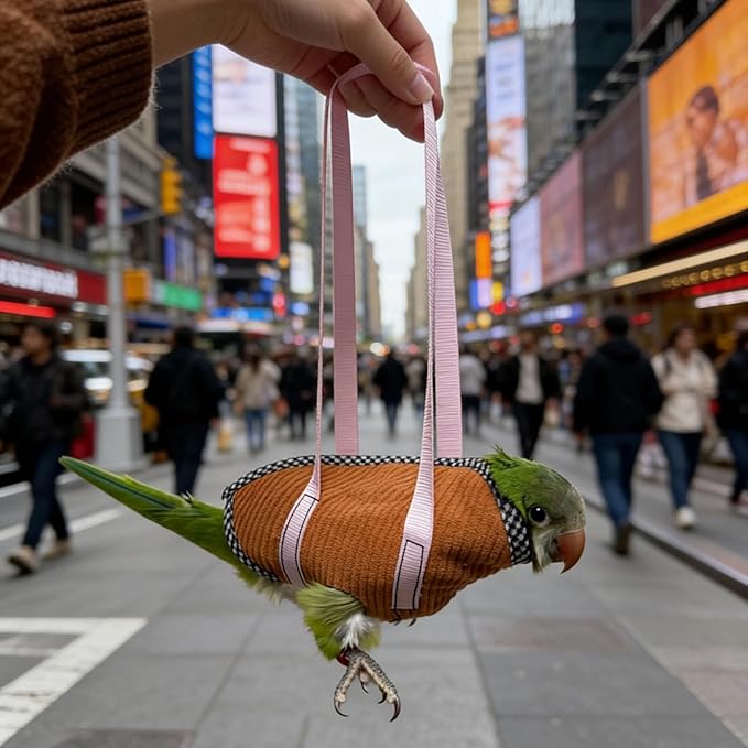 DRESSO Portable Bird Traval Carrier Bag, Escape Resistant Outdoor Harness Vest for Small Medium Parrots, Cockatiel, Budgie, Random Color(Large)