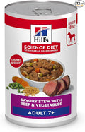 Hill's Science Diet Adult 7+ Wet Dog Food, Beef & Vegetables, 12.8 oz. Cans, 12-Pack