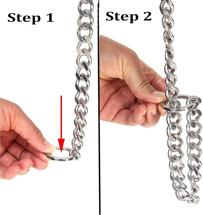 Chain Choke Collar for Dogs, Metal Slip Link Training Heavy Duty Dog Collar Martingale Puppy Collars for XXS XS Small Medium Large Big XL Breed Dogs (Silver, XL(Neck Max 22inch) D4mm)