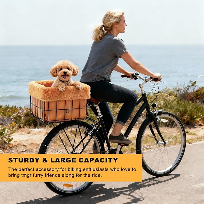 Xixter Pet Bike Basket Liner Comfortable and Warm with Easy Installations,Outer Layer Made of Short Plush Material(Bike Basket Not Included)