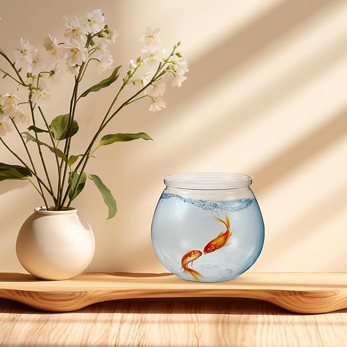 3pcs Plastic Fish Bowls Transparent Small Plastic Fish Tank Shatterproof Fishbowl Small Fish Tank Clear Round Aquarium for Betta Fish Goldfish Candy Wedding Party Favor Desktop