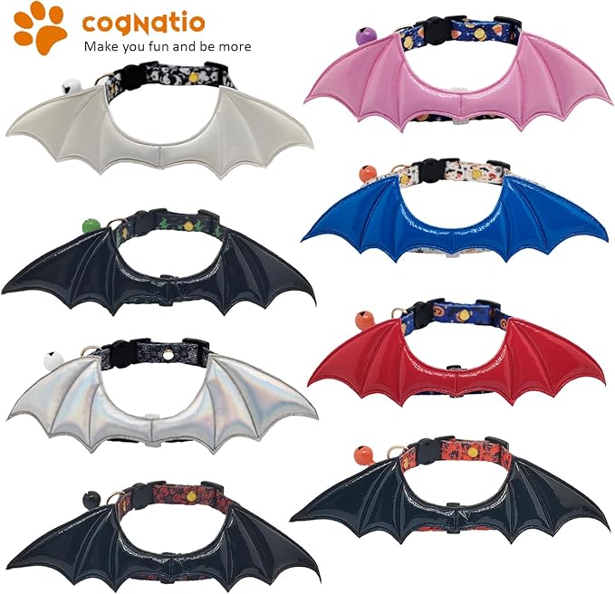 2 Pack Breakaway cat Collars with Bell,Safety Quick Release Pendant Cute Kitten Collar,Adjustable 20-30cm (Black, 20-30cm)