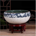 Aquarium Ceramic Goldfish Bowl Fish Tank Living Room Home Desktop Fish Culture Cylinder Feng Shui Lucky Fish Bowl Fish Tank Decorations (Color : B, Size : 50CM)