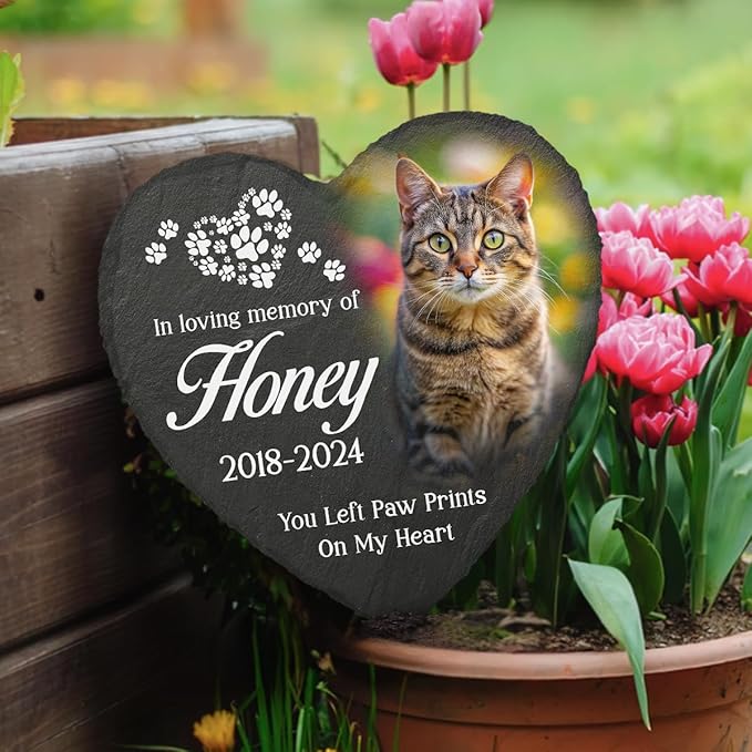 DOPTIKA in Loving Memory of Custom Photo Pet Memorial Stones, Cat Memorial Gifts for Loss of Cat, Pet Sympathy Gifts for Cats, Cat Mom Cat Dad Gifts, Cat Memorial Gifts, Cat Memorials & Funerary