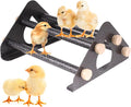 Baby Chick Perch, Durable Metal Stand with Wooden Roosting Bar for coop and brooder, Training Chicken Perch Easy to Assemble and Clean, Fun Toys for Chick (Carbon Coating, Metal Bars)