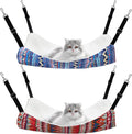 Jetec 2 Pack Cat Hammock for Cage, Catio Accessories Reversible Soft Cats Bed with Adjustable Straps and Hooks Double-Sided Linen and Fleece Hanging Hammock for Cats, Kitten(Ethnic Pattern,M)