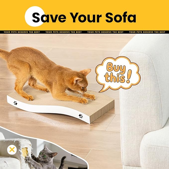 Cat Scratcher, Durable Scratch Pad, Corrugated Cardboard Scratching Board for Indoor Cats, Heavy Duty, Double-Sided Usability, Recyclable, with Catnip, Medium, 1 Pack