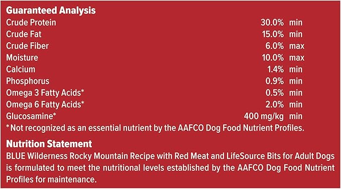 Blue Buffalo Wilderness Rocky Mountain Recipe High-Protein Adult Dry Dog Food Wholesome Red Meat, 4.5 lb Bag