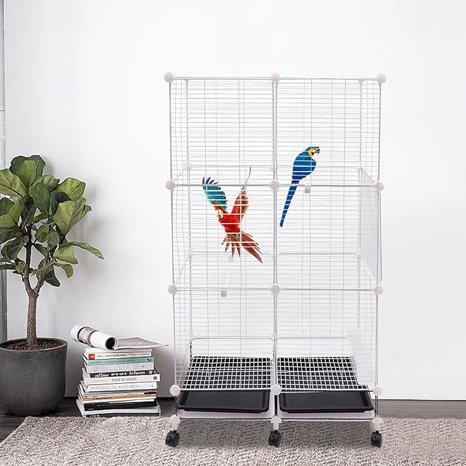 49-inch Large Bird Cage with Wheels for Parrots and Small Birds – 3-Tier Metal Parakeet Cage with Stand, Lockable Door, Removable Tray – Indoor Outdoor Rolling Birdcage for Home or Garden
