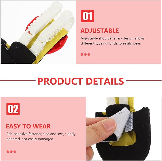POPETPOP Washable Bird Diaper Suit Reusable Parrot Flight Clothes with Bow Adjustable Lightweight Breathable Nappies for Budgie Parakeet Pigeon