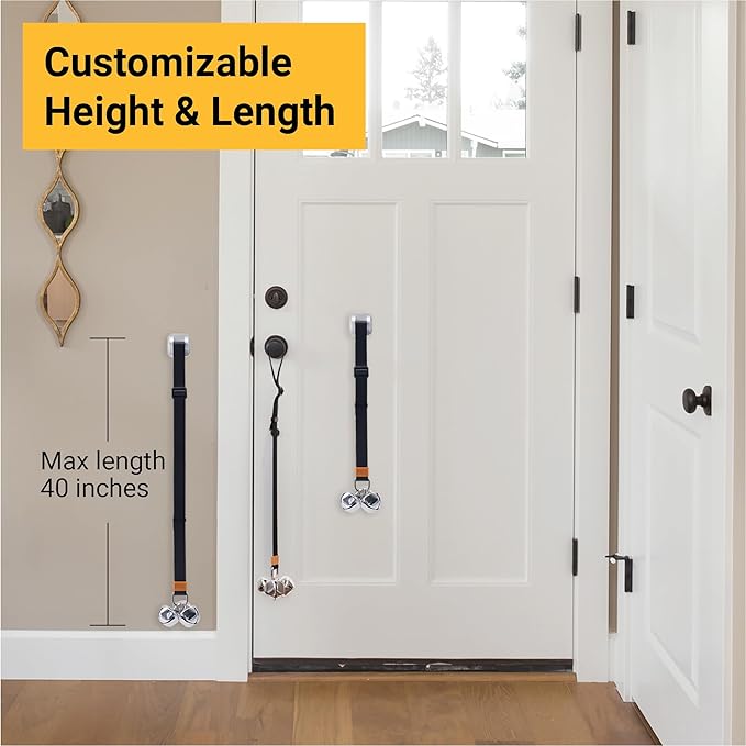 SVD.PET (2-Pack Puppy Bell Doorbells, Dog Bells for Potty Training, Attach to doorknob or Anywhere Near The Door, Length and Height Adjustable (Black)