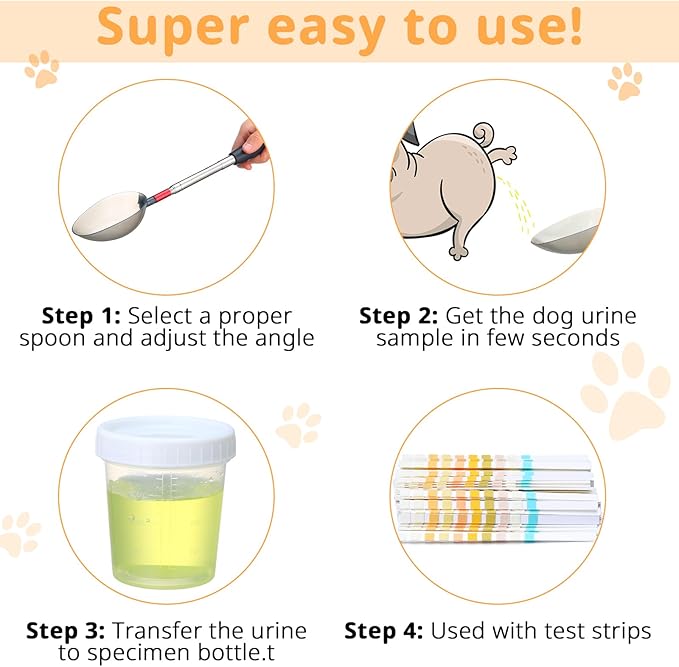 Nuanchu 4 Pcs Dog Urine Collection Kit Includes Pet & Cat Telescopic Urine Sample Collection, Pee Test Strips, Reusable Spoons and Cups for Veterinary Supplies