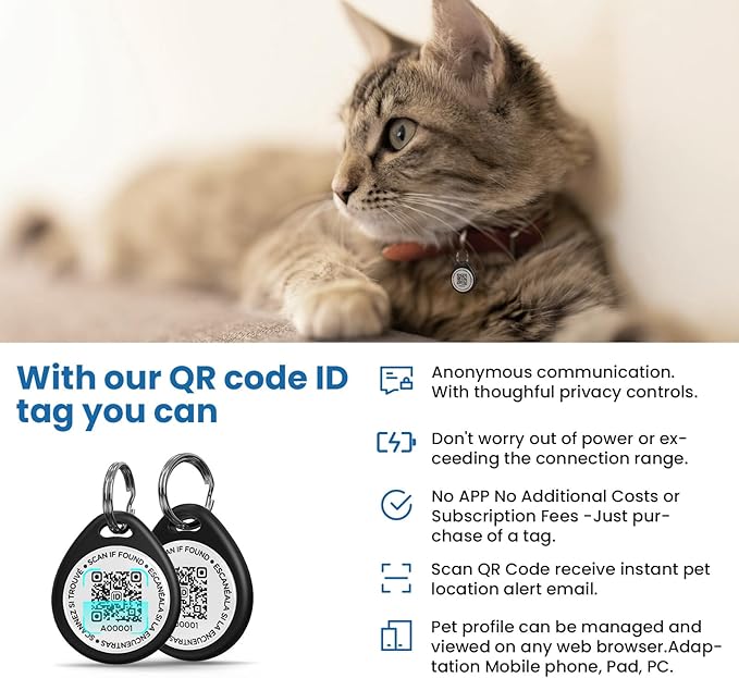 6 Pack Cat Tags Personalized Small, QR Code Cat Name Tags for Kitten Collar, Scan Location Alerts, Mix Colors S