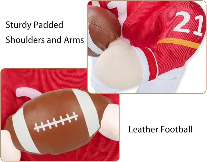 DELIFUR Football Player Dog Costume - Adjustable Funny Halloween Costume for Small Medium Dog (Football, Large)