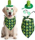 3 Pcs St Patrick's Day Pet Costume Set Cat Bandna Hat and Sunglasses for Small Medium Dogs Holiday Party Outfits