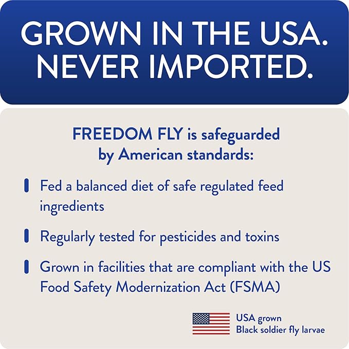 Freedom Fly, All American Dried Black Soldier Fly Larvae Poultry Treats, 1 lb (Pack of 2)