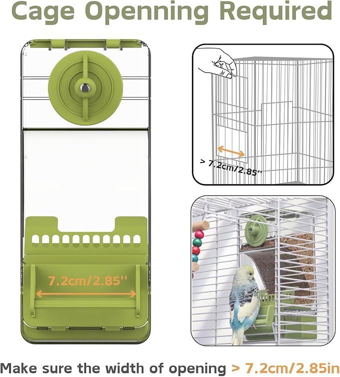 Automatic Bird Feeder, Bird Cage Feeder with Perch for Parakeet Canary Cockatiel Finch (Blue)