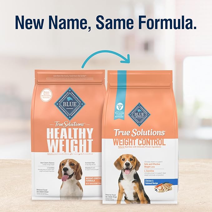 Blue Buffalo True Solutions Weight Control Natural Dry Dog Food for Adult Dogs, Chicken, 24-lb. Bag