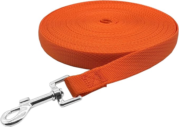 Nylon Training Dog Leash for Small Medium Large Dogs, 15ft 20ft 30ft 50ft Long Leash Dog/Puppy Lead for Obedience Recall Training, Camping (20ft, Orange)