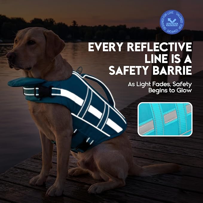 ASENKU Removable Front Float Dog Life Jacket, High Buoyancy Dog Life Vest with Reflective Strips & Rescue Handle for Swimming & Boating, Adjustable Life Jacket for Dogs(Blue M)