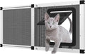 Ventilated Pet Door for Window, Fits 22"-28.5" Width Window, 2-Min Install | Aluminum Frame + Stainless Steel Mesh | Breathable Bug-Proof | Magnetic Closure Window Cat Door, Cat Door for Window Insert