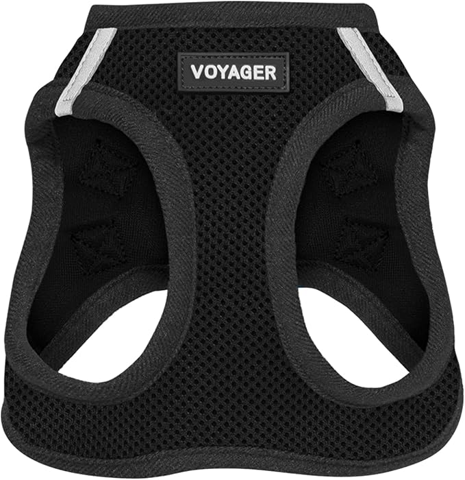 Best Pet Supplies Voyager Step-in Air Harness - All Weather Mesh, Reflective, No Pull Harness for Dogs, Cats - Secure with Hook & Loop Fastener, Buckle, Double D-Rings - Black, XS