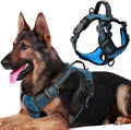 BARKBAY Dog Harness No Pull with ID Tag Pocket - Heavy Duty, Reflective, Easy Control for Large Dogs(Blue/Black,XL)
