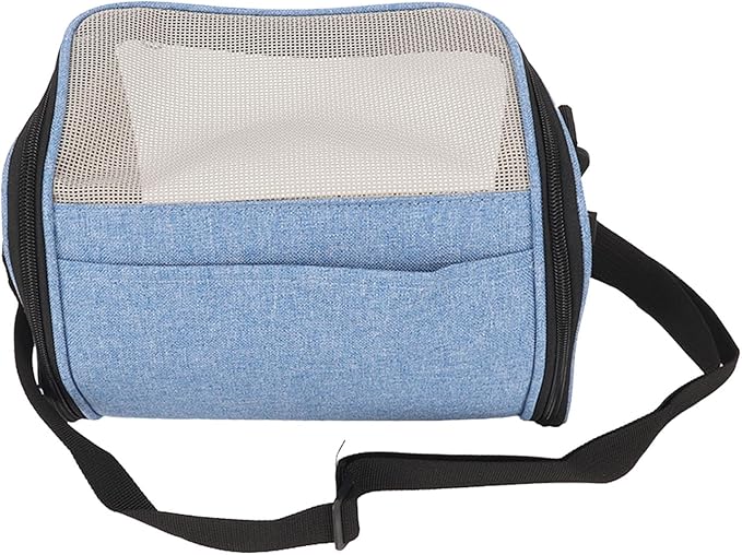 Transparent Bird Carrier Bag, Portable Parrot Travel Cage for Cockatiels and Parakeets, Lightweight Breathable Backpack with Side Pockets and Top Vent Design for Small Birds (Blue)