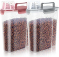 5-7Lbs Dog Cat Food Storage Container with Upgraded Large Nozzle BPA-free, 4 Snap Seals Plastic Pet Food Storage Containers with Handles (Claer(Pink+Grey), 5L-2pack)