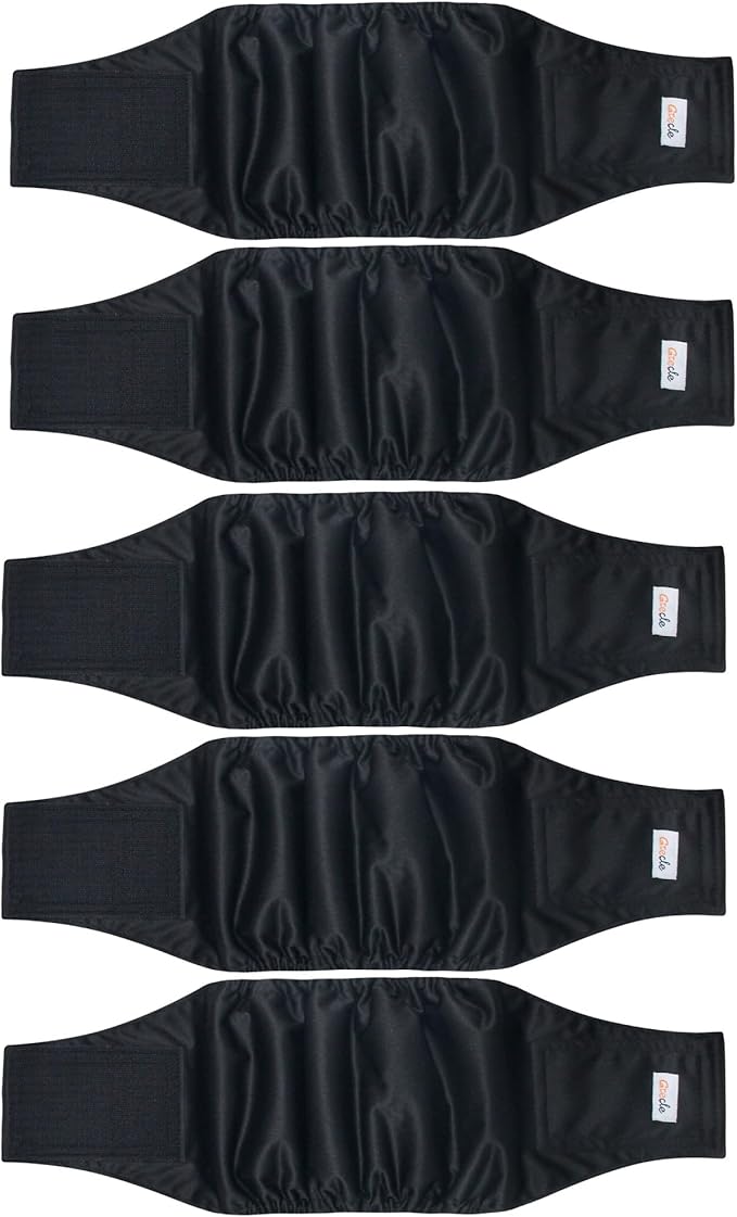 5 Pack Dog Diapers Male Reusable, Premium Belly Bands for Male Dogs, High Absorbing Pee Wraps for Doggie in Incontinence and Training Black XL
