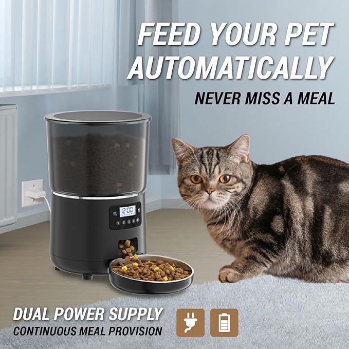 Automatic Cat Feeder Timed Food Dispenser for Cat Pet | Patented Anti-Cockroach Design Easy Clean