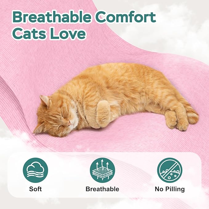 Self-Adhesive Cat Grooming Wrap, Cozy Cat Wrap for Cutting Nails, Breathable Anti-Scratch Cats Swaddle Bag for Brushing, Ear Cleaning, Dental Care, Medication, Injections, Pink S