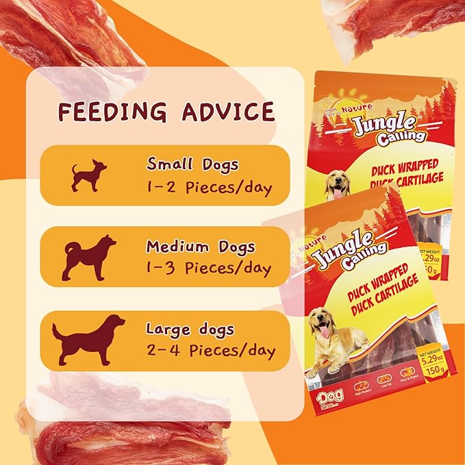 Jungle Calling Duck Wrapped Bones Dog Treats, Made with Real Meat & Cartilage, Rawhide Free Dogs Snacks,Healthy, Easily Digestible, and High Protein Chews Bone Treat, About 21 Count (Pack of 2)