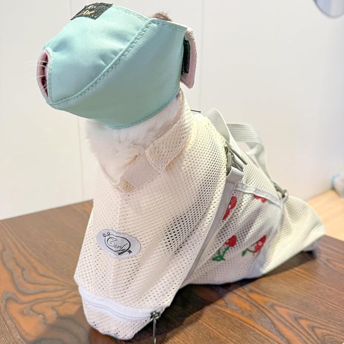 Cinf Cat Bathing Bag(Free Muzzle) Breathable Mesh Anti Scratch Adjustable Cat Grooming Bag for Nail Trimming, Bathing Soft Cat Washing Bag(White&Cherry) L