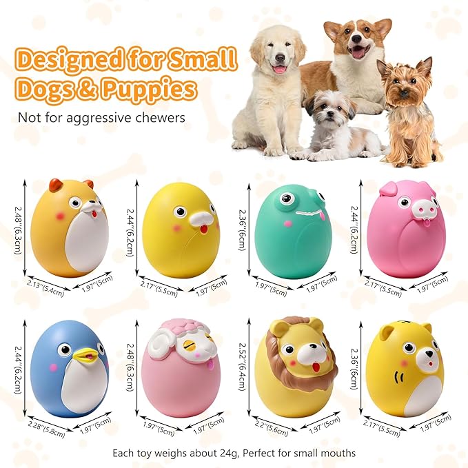 SCHITEC Squeaky Puppy Toys, Interactive Animal Dog Toy Pack, Cute Latex Rubber Squeak Pet Balls for Puppies Mini Small Breed Dogs