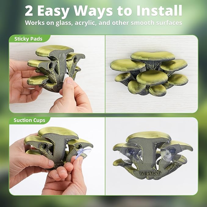 Mushroom Decor for Reptile Tank, Fish Tank, Pet-Safe Bearded Dragon Tank Accessories, Realistic Terrarium Plants for Leopard Geckos, Crested Geckos, Tree Frogs, Snakes (Forest, Cluster Cap)